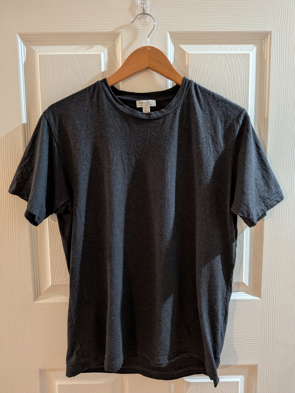 Sunspel Riviera charcoal Short Sleeve Crew Neck Tee